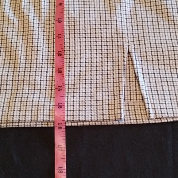 Express Bleus Blue and White Plaid Mini Skirt with Small Slit - Picture 5 of 6